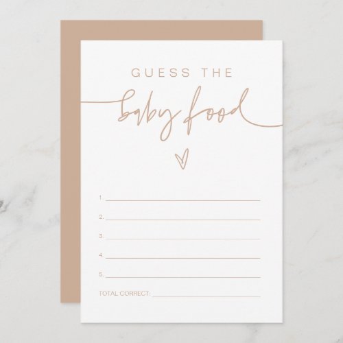 MARLO Boho Earth Toned Guess the Baby Food Game  Invitation