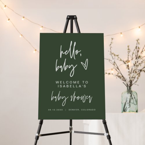 MARLO Boho Forest Green Baby Shower Welcome  Foam Board