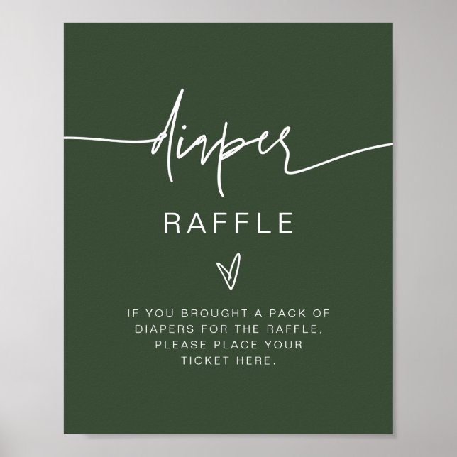 MARLO Boho Forest Green Diaper Raffle Game Sign (Front)