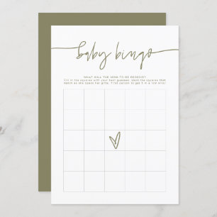 MARLO Boho Olive Green Baby Shower Bingo Game Invitation