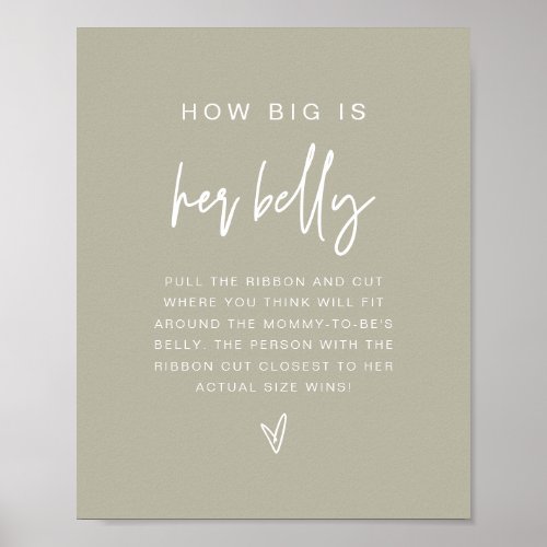 MARLO Boho Sage Green How Big is Her Belly Game Poster