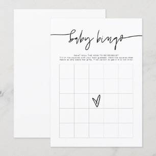 MARLO Bold Contemporary Baby Shower Bingo Game In Invitation