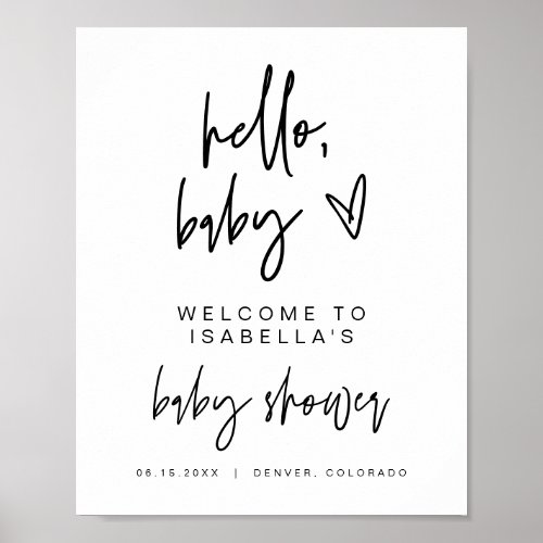 MARLO Bold Contemporary Baby Shower Welcome Poster