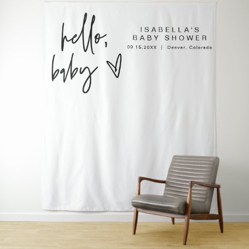 MARLO Bold Contemporary Hello Baby Shower Tapestry