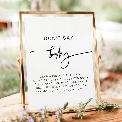 MARLO Bold Contemporary Modern Dont Say Baby Sign