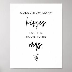 MARLO Bold How Many Kisses Bridal Shower Game Poster
