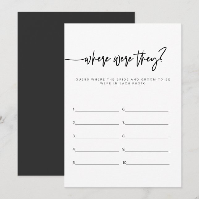 MARLO Contemporary Where Were They Bridal Shower Invitation (Front/Back)