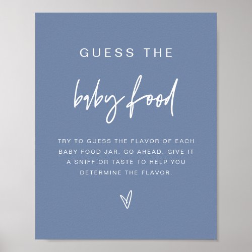 MARLO Dusty Blue Boho Guess the Baby Food Game Poster