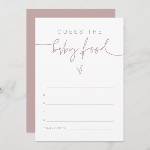 MARLO Dusty Rose Boho Guess the Baby Food Game  Invitation