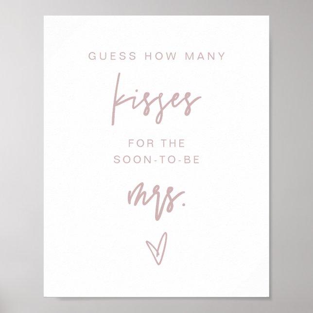 MARLO Dusty Rose How Many Kisses Bridal Game  Poster (Front)