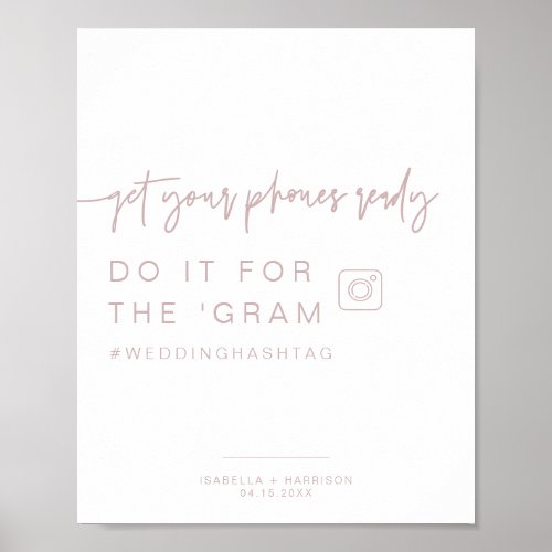 MARLO Dusty Rose Instagram Hashtag Wedding Sign