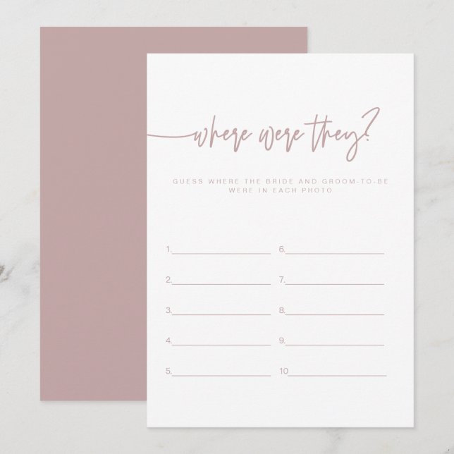 MARLO Dusty Rose Where Were They Bridal Shower Invitation (Front/Back)