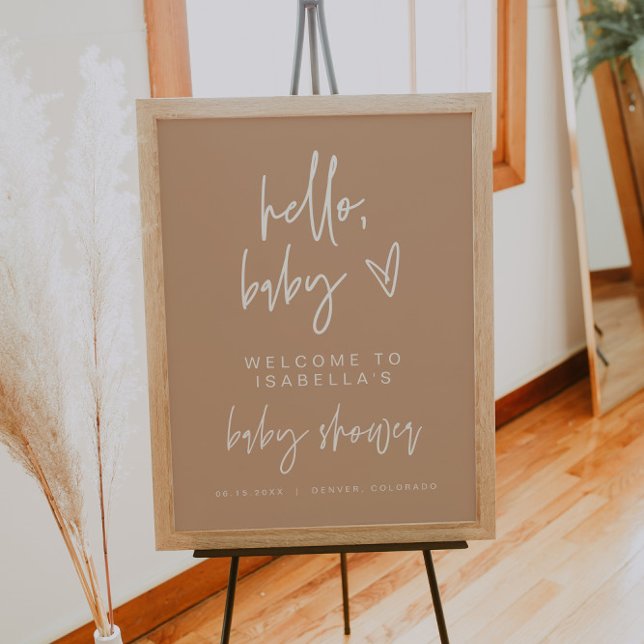 MARLO Modern Bohemian Beige Baby Shower Welcome Poster (Creator Uploaded)