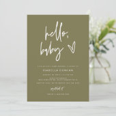 MARLO Modern Bohemian Olive Green Baby Shower Invitation (Standing Front)