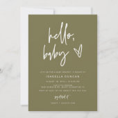 MARLO Modern Bohemian Olive Green Baby Shower Invitation (Front)