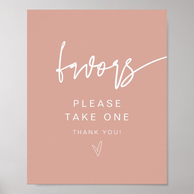 MARLO Modern Boho Blush Pink Favors Sign (Front)