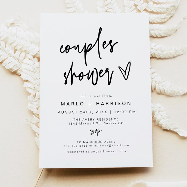 MARLO Modern Boho Bold Heart Couples Shower Invitation (Creator Uploaded)