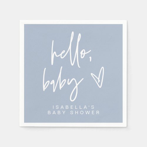 MARLO Modern Boho Dusty Blue Hello Baby Shower