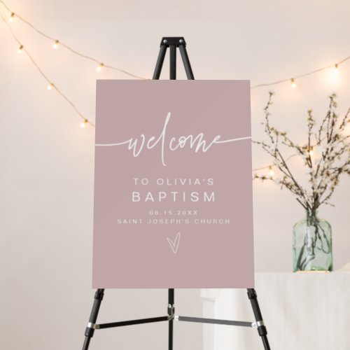 MARLO Modern Boho Dusty Rose Baptism Welcome  Foam Board