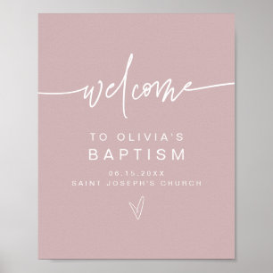 MARLO Modern Boho Dusty Rose Baptism Welcome  Poster