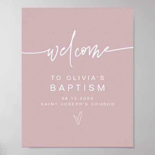 MARLO Modern Boho Dusty Rose Baptism Welcome  Poster