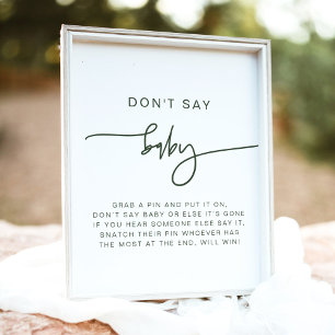 MARLO Modern Boho Forest Green Don't Say Baby Sign