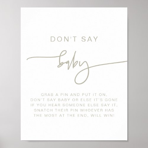 MARLO Modern Boho Sage Green Dont Say Baby Sign