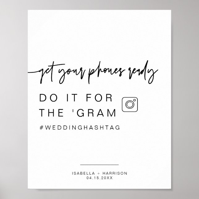 MARLO Modern Bold Instagram Hashtag Wedding Sign (Front)