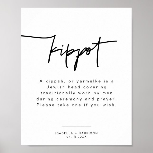 MARLO Modern Bold Kippot Kippah Wedding Poster (Front)