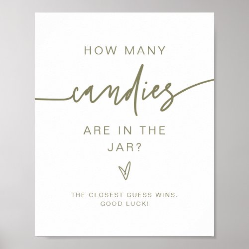 MARLO Olive How Many Candies Baby Shower Game  Poster