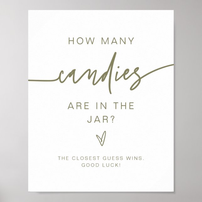 MARLO Olive How Many Candies Baby Shower Game  Poster (Front)