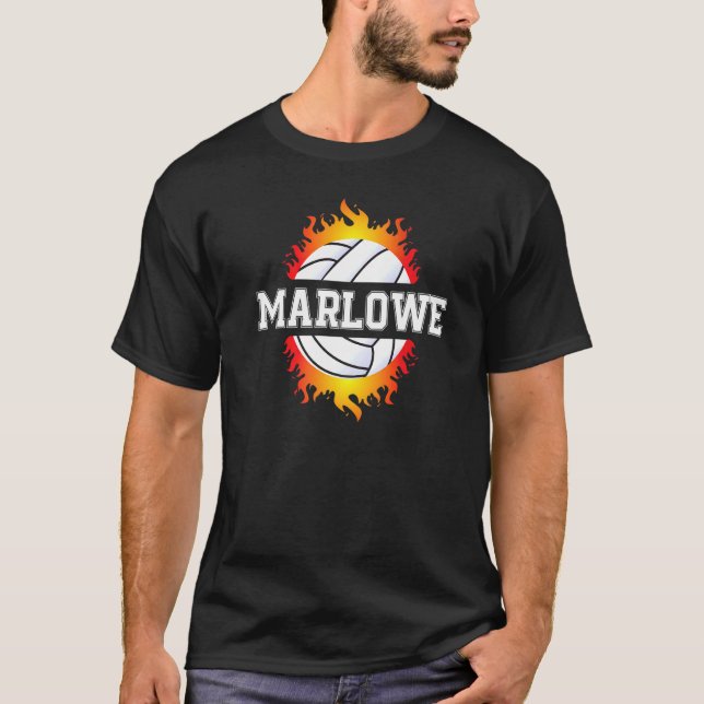 Marlowe Name Volleyball Player Girls Ball and Net  T-Shirt (Front)