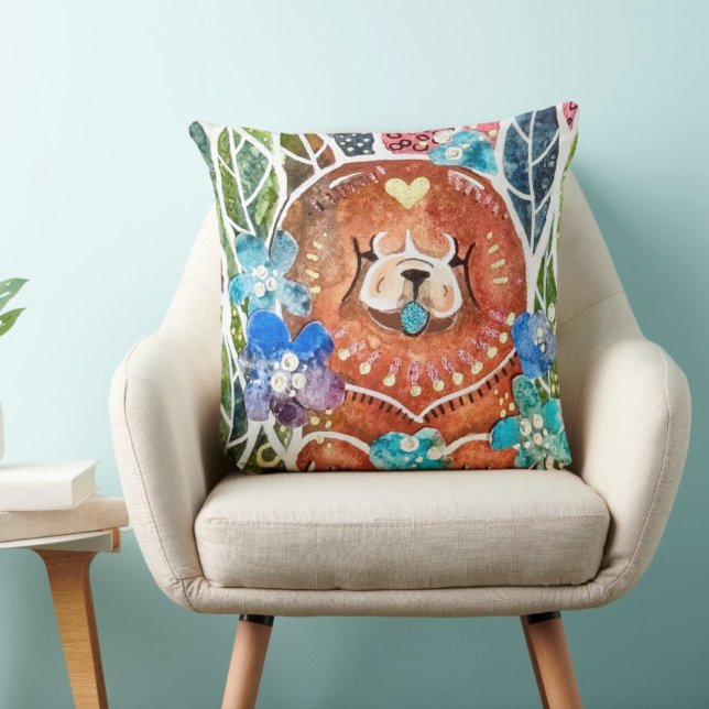 MARMALADE MISS Chow dog  Throw Pillow (Creator Uploaded)
