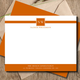 Marmalade Orange Professional Monogram Business Note Card