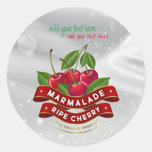Marmalade Ripe Cherry Jam Round Sticker Label