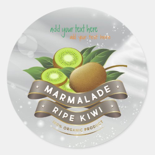 Marmalade Ripe Kiwi Jam Round Sticker Label