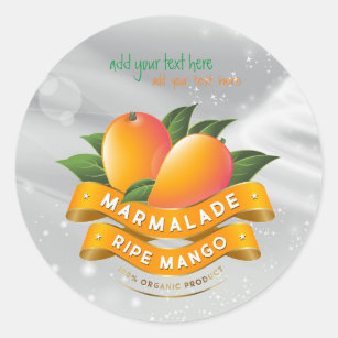 Marmalade Ripe Mango Jam Round Sticker Label