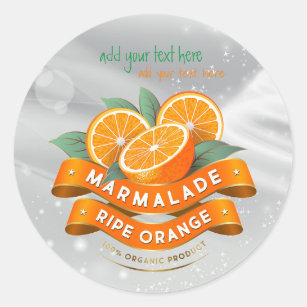 Marmalade Ripe Orange Jam Round Sticker Label