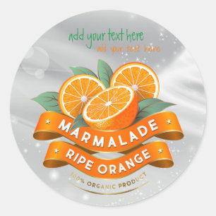 Marmalade Ripe Orange Jam Round Sticker Label