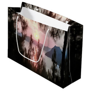 Marmaris Sunset Framed By Palm Trees Landscape Art Large Gift Bag