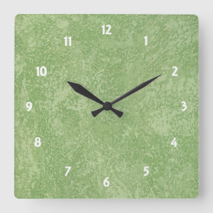 Marmorino Green Faux Finish Square Clock