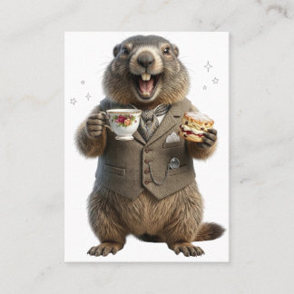 Marmot Drinking Tea Business Card