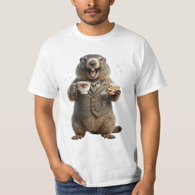 Marmot Drinking Tea T-Shirt (Front)