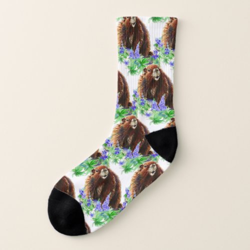 Marmot Groundhog Animal Fun Pattern Socks