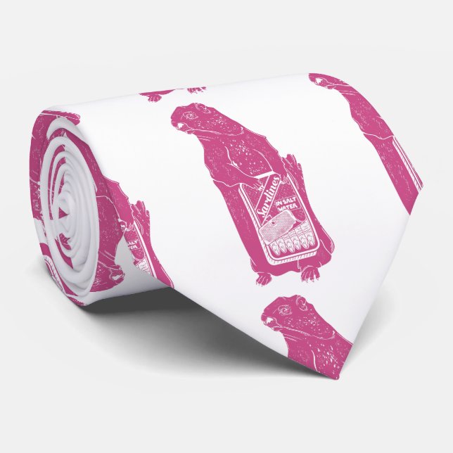 Marmot Groundhog eating sardines Neck Tie (Rolled)