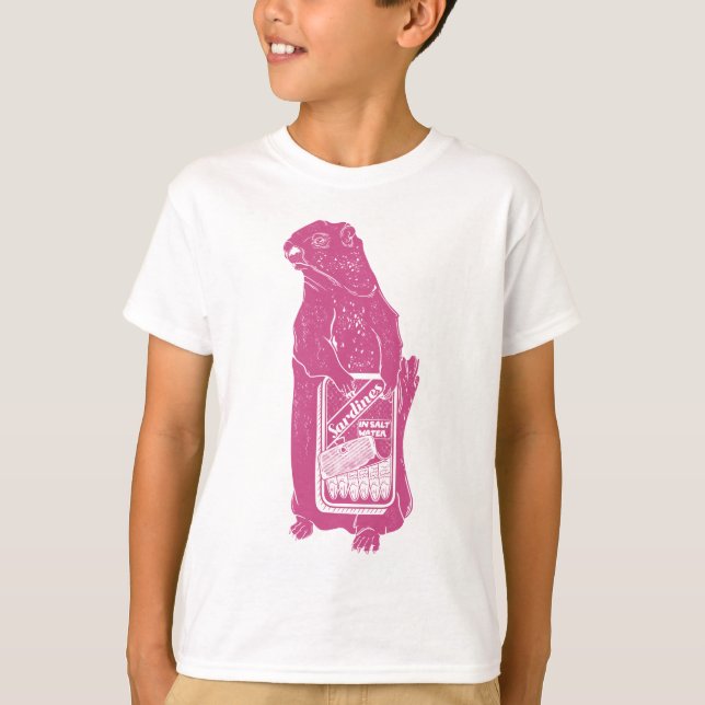 Marmot Groundhog eating sardines T-Shirt (Front)