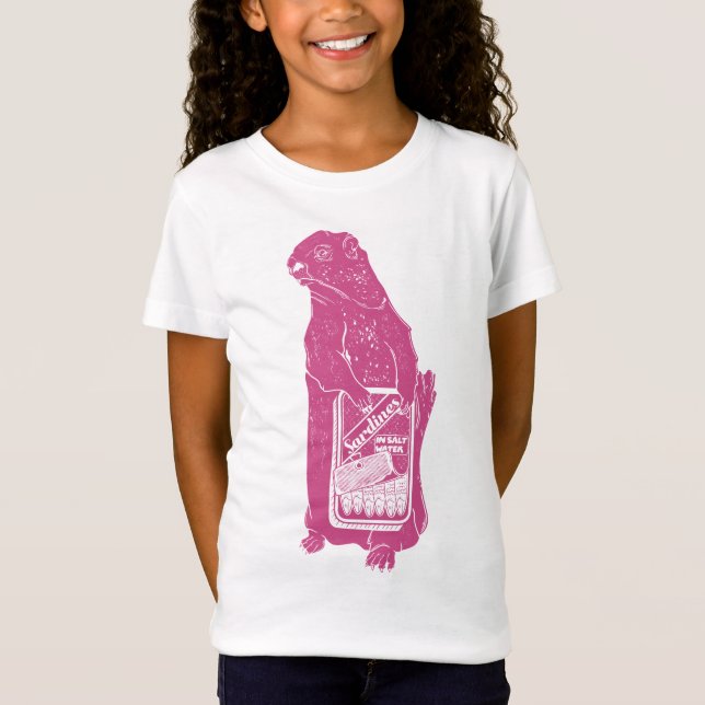 Marmot Groundhog eating sardines T-Shirt (Front)
