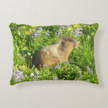 Marmot in Mount Rainier Wildflowers Accent Pillow