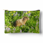 Marmot in Mount Rainier Wildflowers Accessory Pouch