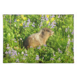 Marmot in Mount Rainier Wildflowers Cloth Placemat
